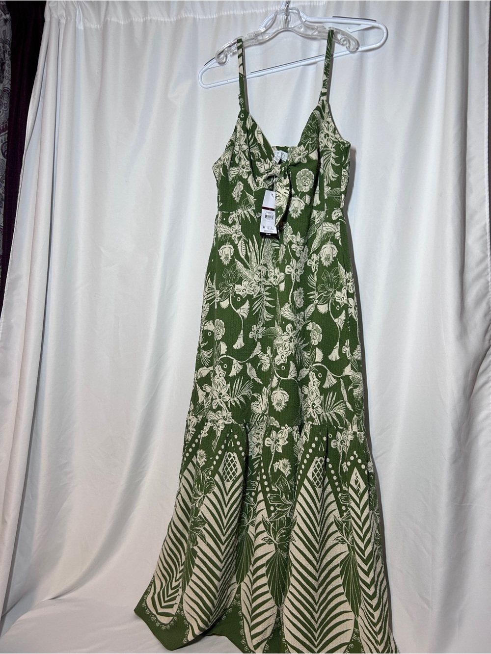 Sofia Vergara Green Tropical Floral Tie Front Maxi Dress Small NWT - Picture 2 of 10